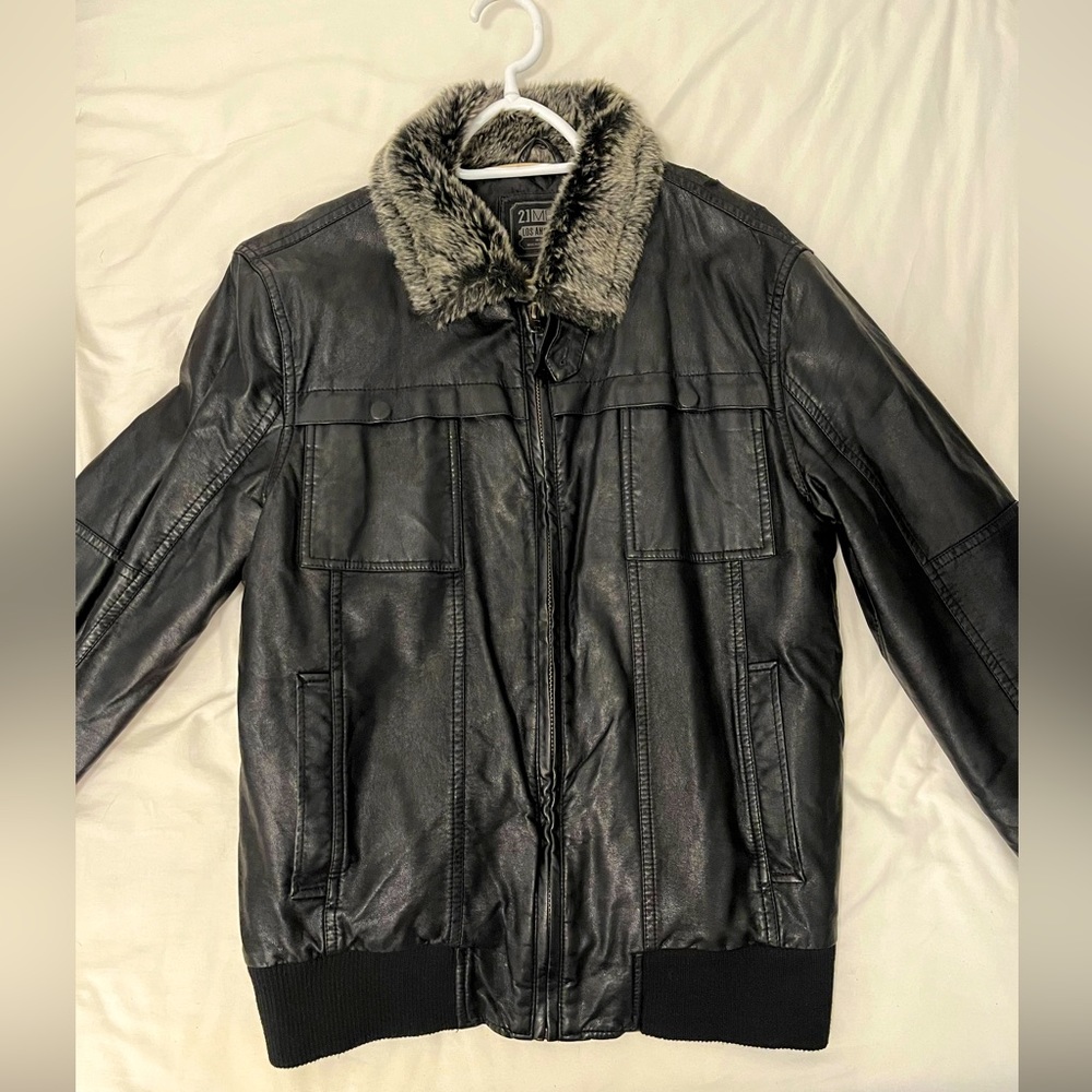 Forever 21 leather jacket with fur collar